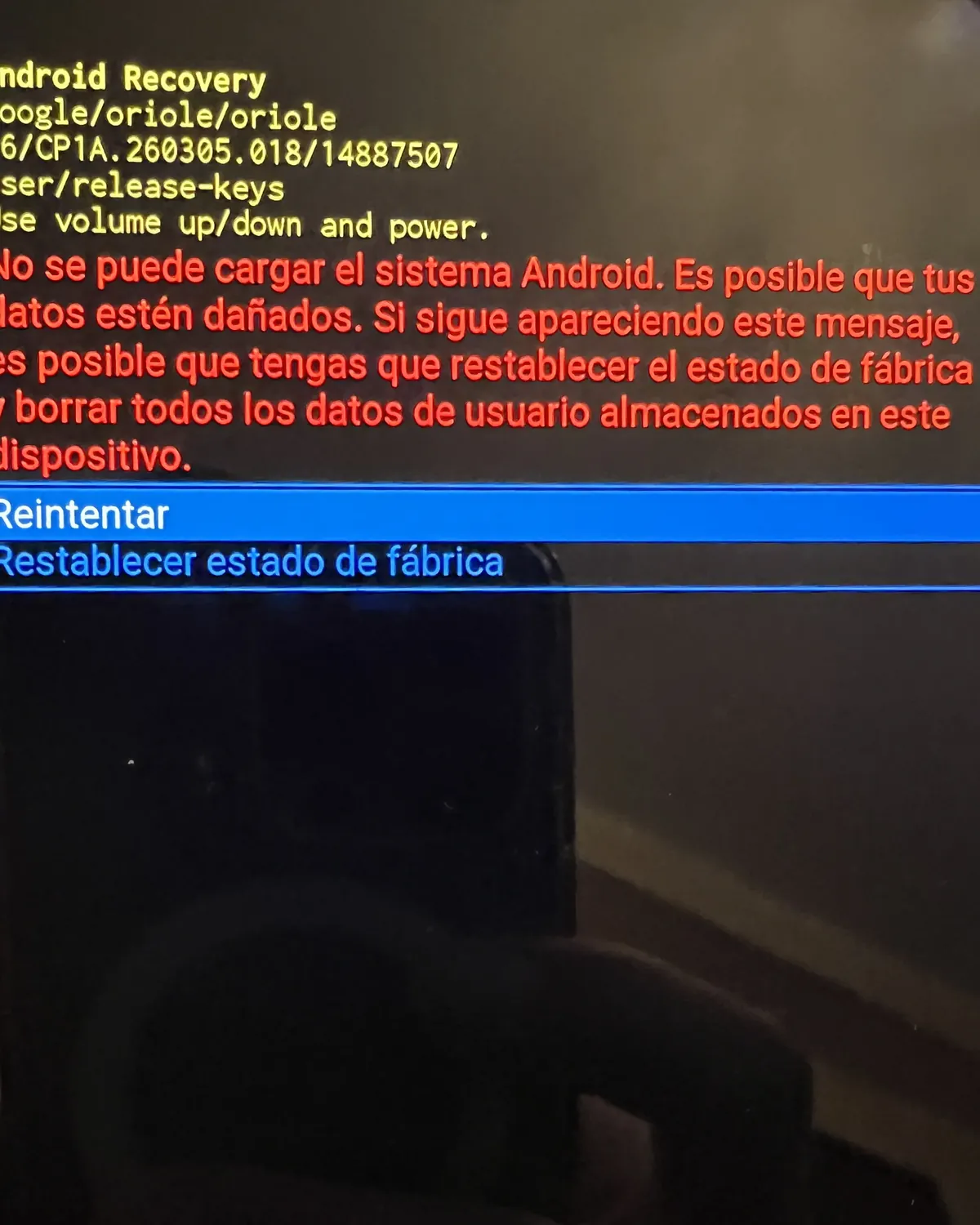 Google Pixel que no arranca: Android pide restablecer de fábrica